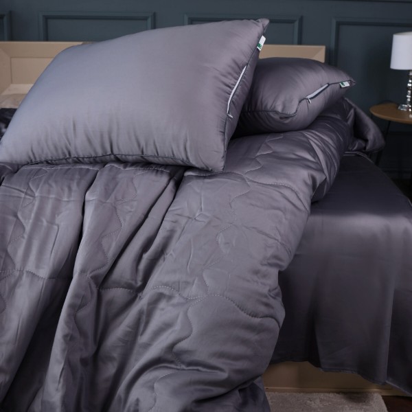 Фото - Ковдра дитяча літо MirSon №2996 110х140 Line Satin Premium 0240 Iron grey Bamboo + 2 наволочки 50х70 (2200010979589)
